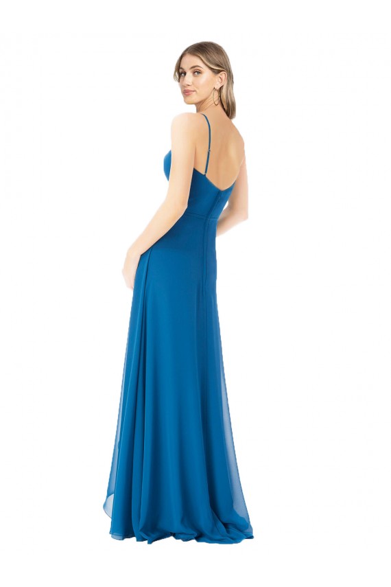Sleeveless Peacock Blue A-Line Spaghetti Straps Bridesmaid Dress Mississauga