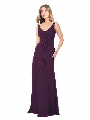 Sleeveless Grape A-Line Chiffon V-Neck Bridesmaid Dress Mississauga