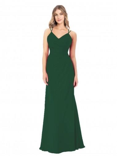 Sleeveless Dark Green A-Line V-Neck Bridesmaid Dress Mississauga