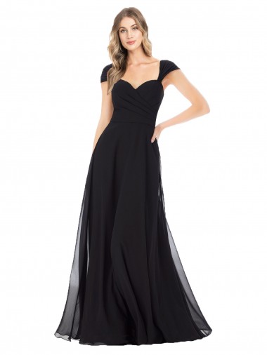 Cap Sleeves Black A-Line Sweetheart Bridesmaid Dress Mississauga