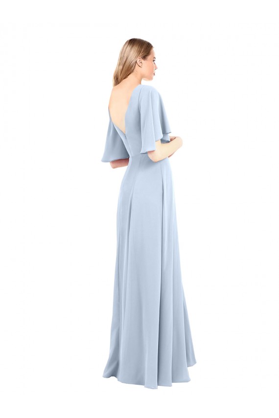 Flutter Sleeves Light Sky Blue V-Back A-Line V-Neck Bridesmaid Dress / Evening Dress Mississauga