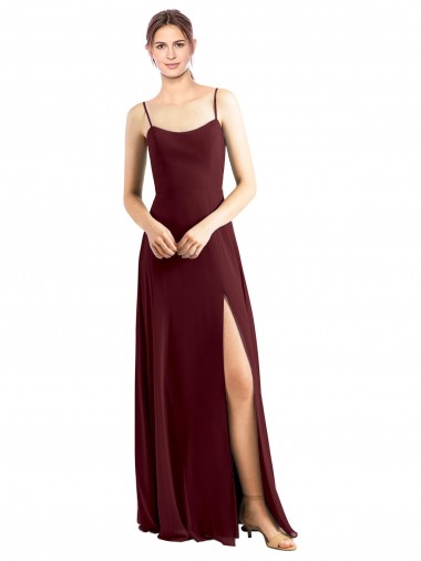 Sleeveless Burgundy Gold A-Line Spaghetti Straps Bridesmaid Dress / Evening Dress Mississauga