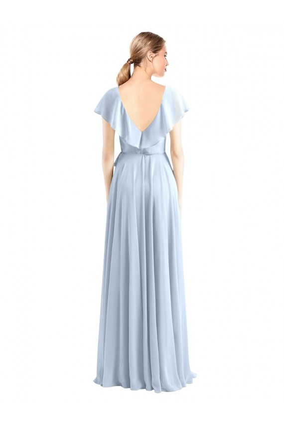 Flutter Sleeves Royal Blue V-Back A-Line V-Neck Bridesmaid Dress Mississauga