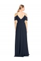 Sleeveless Dark Navy V-Back A-Line Off the Shoulder Bridesmaid Dress Mississauga