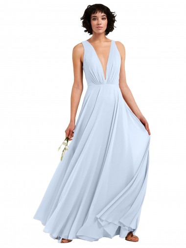 Sleeveless Light Sky Blue A-Line V-Neck Bridesmaid Dresses Mississauga