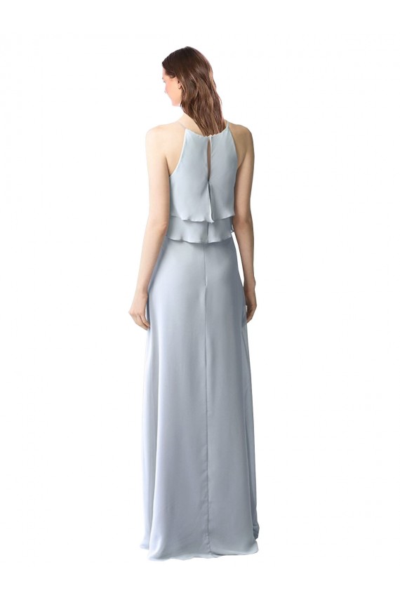 Sleeveless Light Sky Blue A-Line Halter Neck Bridesmaid Dresses Mississauga