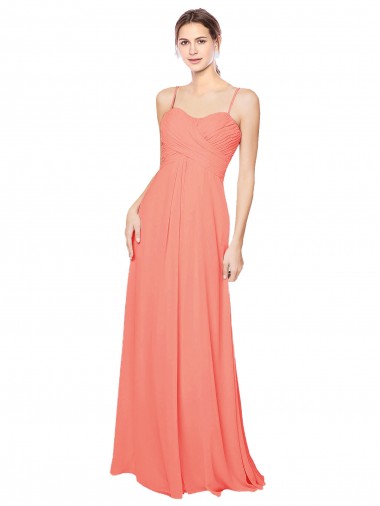 Sleeveless Coral Open Back A-Line Spaghetti Straps Bridesmaid Dress Mississauga