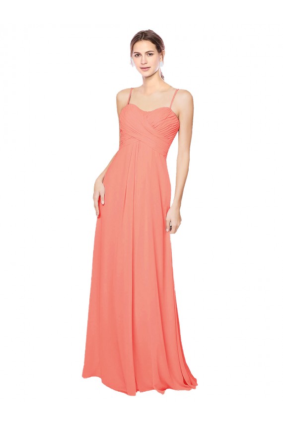 Sleeveless Coral Open Back A-Line Spaghetti Straps Bridesmaid Dress Mississauga