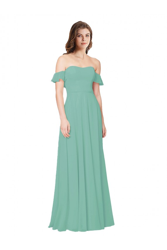 Flounce Sleeves Jade Open Back A-Line Off the Shoulder Bridesmaid Dress Mississauga