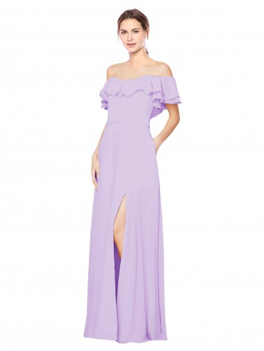 Sleeveless Lilac Low Back A-Line Off the Shoulder Bridesmaid Dress Mississauga