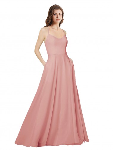 Sleeveless Bliss Pink Criss Cross Open Back A-Line Strapless Bridesmaid Dress Mississauga
