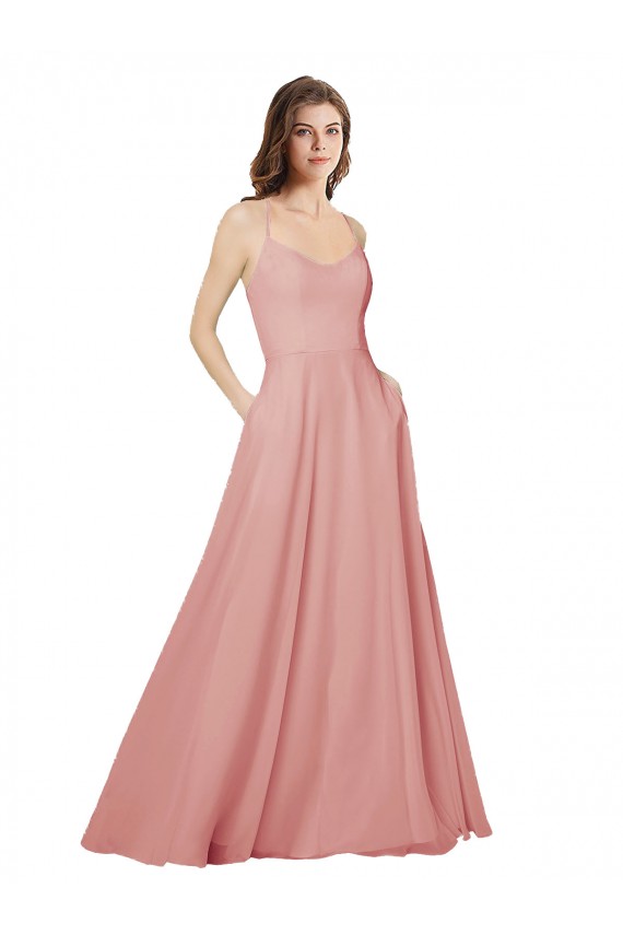 Sleeveless Bliss Pink Criss Cross Open Back A-Line Strapless Bridesmaid Dress Mississauga