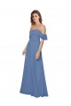 Flutter Sleeves Windsor Blue Open Back A-Line Off the Shoulder Bridesmaid Dress Mississauga