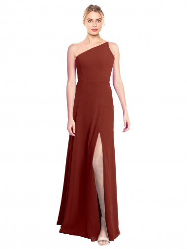 Sleeveless Burgundy A-Line One Shoulder Formal Dress / Bridesmaid Dress Mississauga