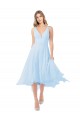 Sleeveless Light Sky Blue Keyhole Back A-Line V-Neck Bridesmaid Dress Mississauga