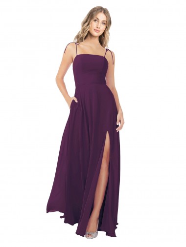 Sleeveless Grape Keyhole Back A-Line Spaghetti Straps Bridesmaid Dress Mississauga