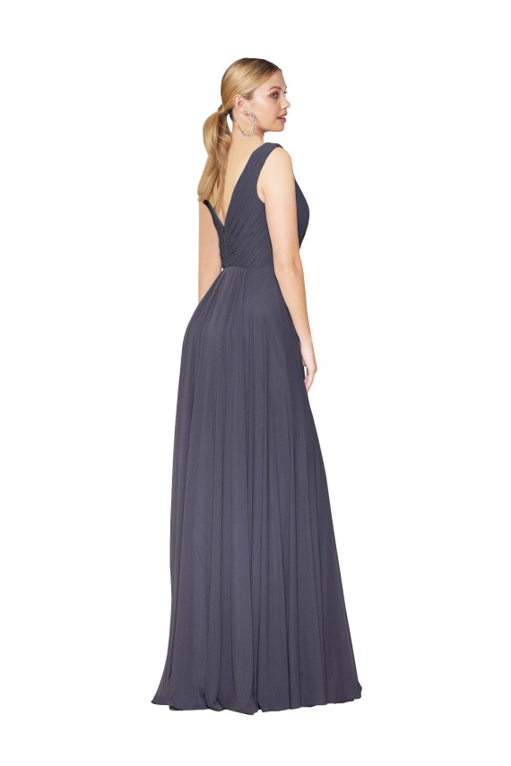 Sleeveless Dusty Blue V-Back A-Line V-Neck Formal Evening Gown / Prom Dress / Bridesmaid Dress Mississauga