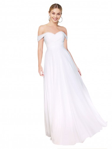 Sleeveless White A-Line Off the Shoulder Formal Evening Gown / Prom Dress / Bridesmaid Dress Mississauga
