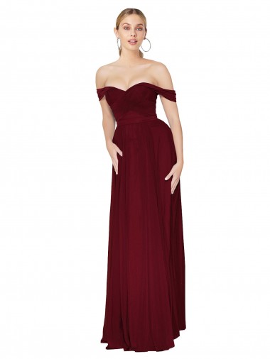 Sleeveless Burgundy Mermaid Off the Shoulder Formal Dress / Bridesmaid Dress Mississauga