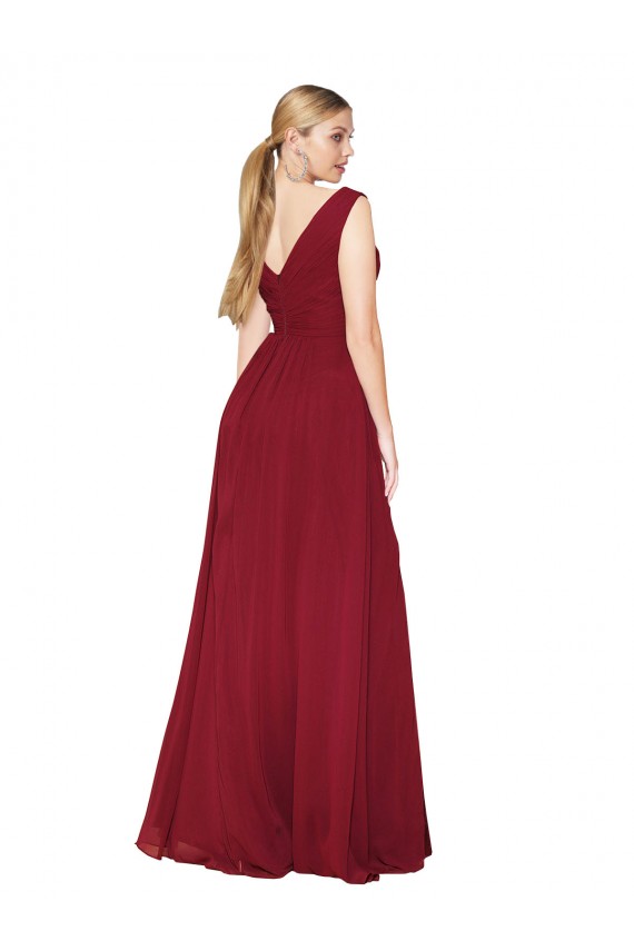 Sleeveless Burgundy V-Back A-Line V-Neck Black Tie Evening Gown / Prom Dress / Bridesmaid Dress Mississauga