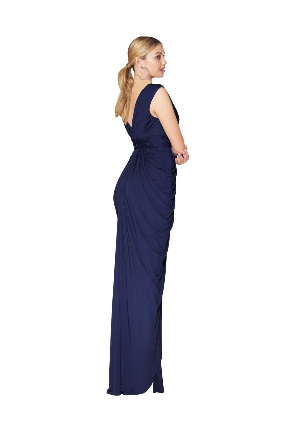 Sleeveless Dark Navy V-Back Mermaid V-Neck Formal Evening Gown / Prom Dress / Bridesmaid Dress Mississauga