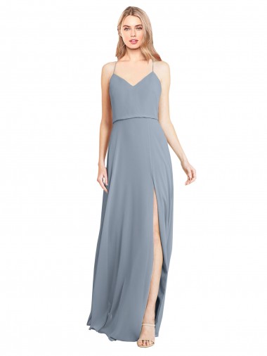 Sleeveless Dusty Blue Open Back A-Line Off the Shoulder Bridesmaid Gowns Mississauga