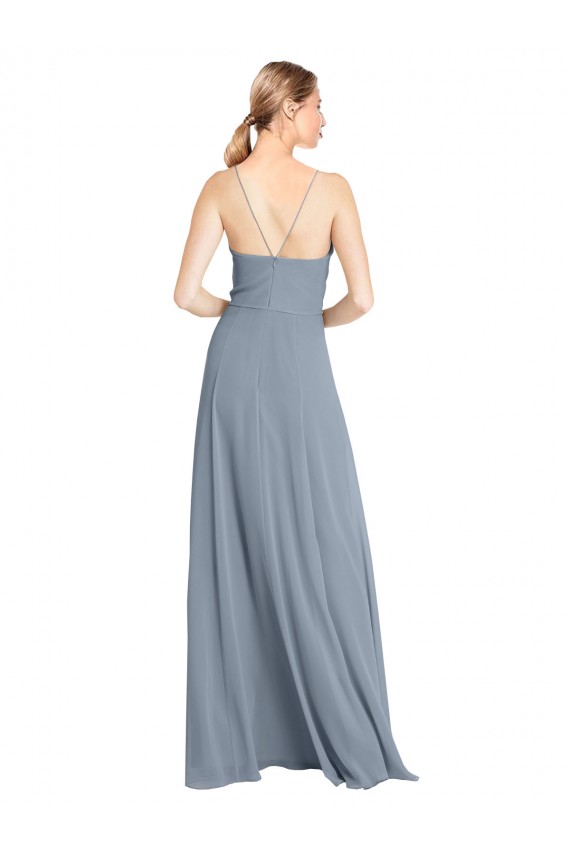 Sleeveless Dusty Blue Open Back A-Line Off the Shoulder Bridesmaid Gowns Mississauga