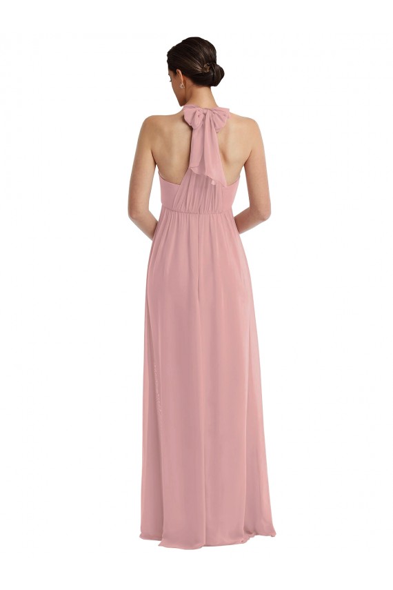 Sleeveless Dusty Pink A-Line Halter Neck Semi Formal Evening Dress / Bridesmaid Dress Mississauga