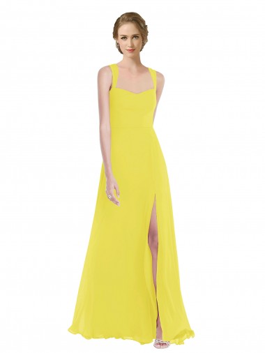 Sleeveless Yellow A-Line Spaghetti Straps Semi Formal Evening Dress / Bridesmaid Dress Mississauga
