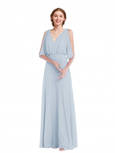 Half Sleeves Sea Glass A-Line V-Neck Evening Gown / Bridesmaid Dress Mississauga