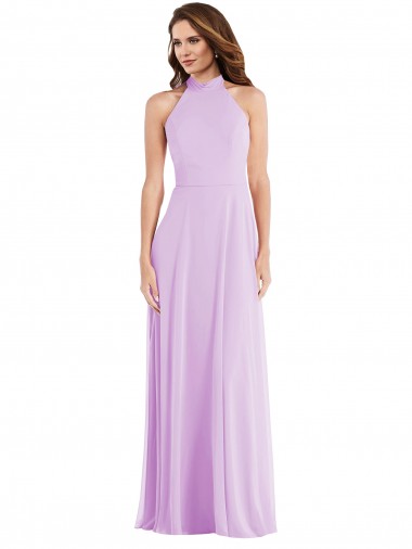 Sleeveless Lilac Low Back A-Line Halter Neck Semi Formal Evening Dress / Bridesmaid Dress Mississauga