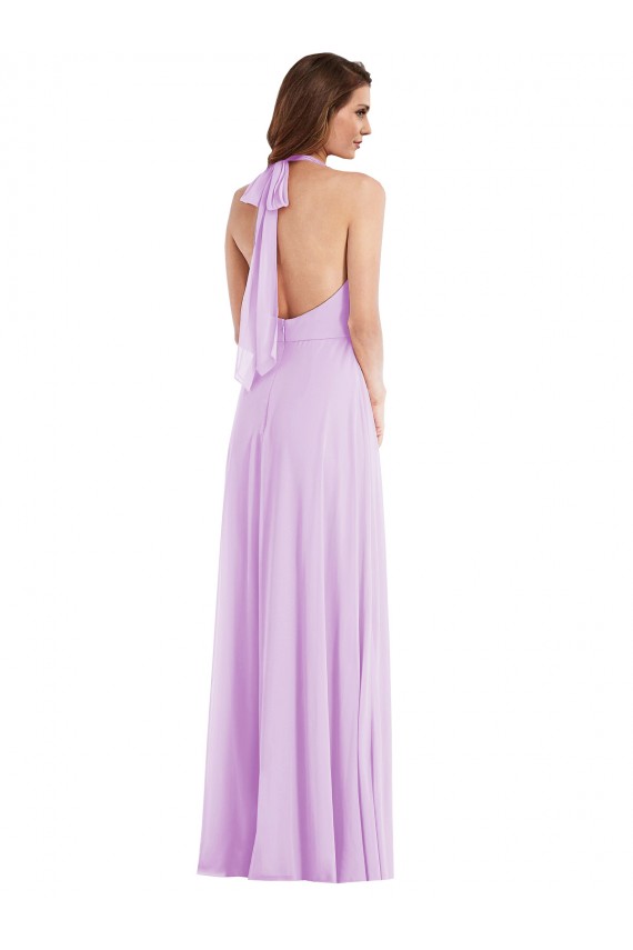 Sleeveless Lilac Low Back A-Line Halter Neck Semi Formal Evening Dress / Bridesmaid Dress Mississauga