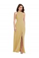 Sleeveless Gold Criss Cross Open Back A-Line Halter Neck Semi Formal Evening Dress / Bridesmaid Dress Mississauga