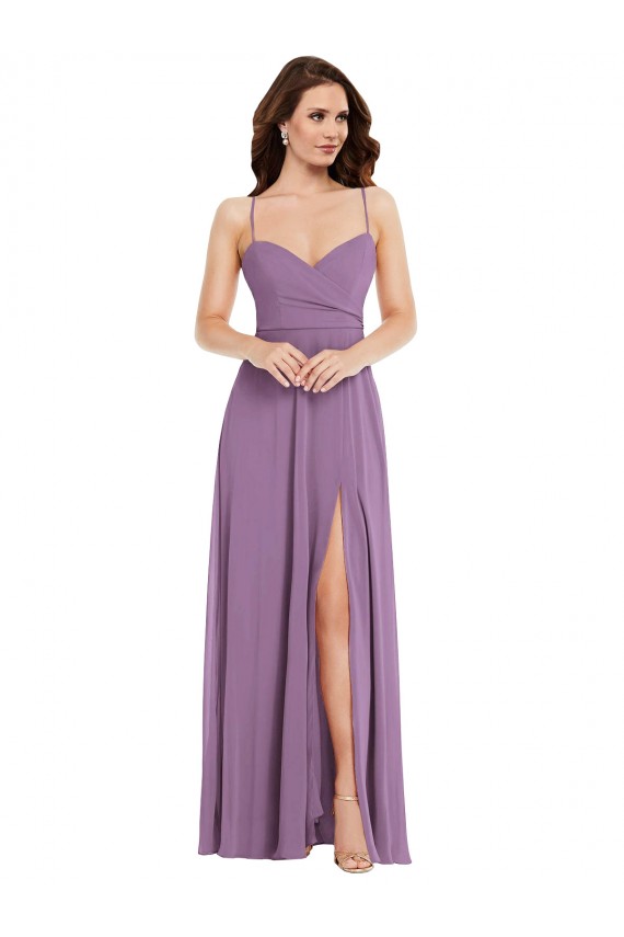 Sleeveless Dark Lavender Low Back A-Line Spaghetti Straps Bridesmaid Dress / Formal Dress Mississauga