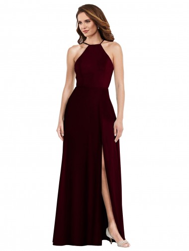 Sleeveless Burgundy Gold Low Back A-Line Spaghetti Straps Semi Formal Evening Dress / Bridesmaid Dress Mississauga