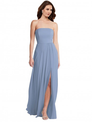 Sleeveless Dusty Blue A-Line Strapless Semi Formal Evening Dress / Bridesmaid Dress Mississauga