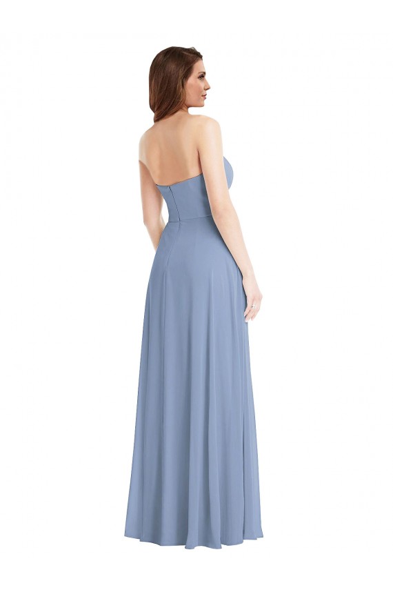 Sleeveless Dusty Blue A-Line Strapless Semi Formal Evening Dress / Bridesmaid Dress Mississauga