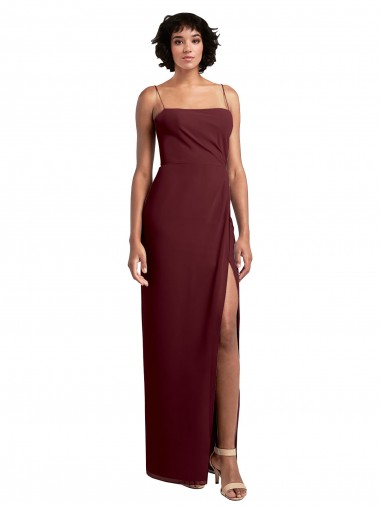 Sleeveless Burgundy Gold Open Back A-Line Spaghetti Straps Evening Dress / Bridesmaid Dress Mississauga