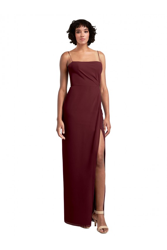 Sleeveless Burgundy Gold Open Back A-Line Spaghetti Straps Evening Dress / Bridesmaid Dress Mississauga