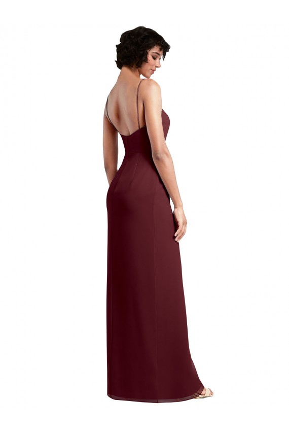 Sleeveless Burgundy Gold Open Back A-Line Spaghetti Straps Evening Dress / Bridesmaid Dress Mississauga