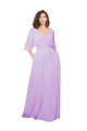 Half Sleeves Lilac Low Back A-Line V-Neck Bridesmaid Dress Mississauga