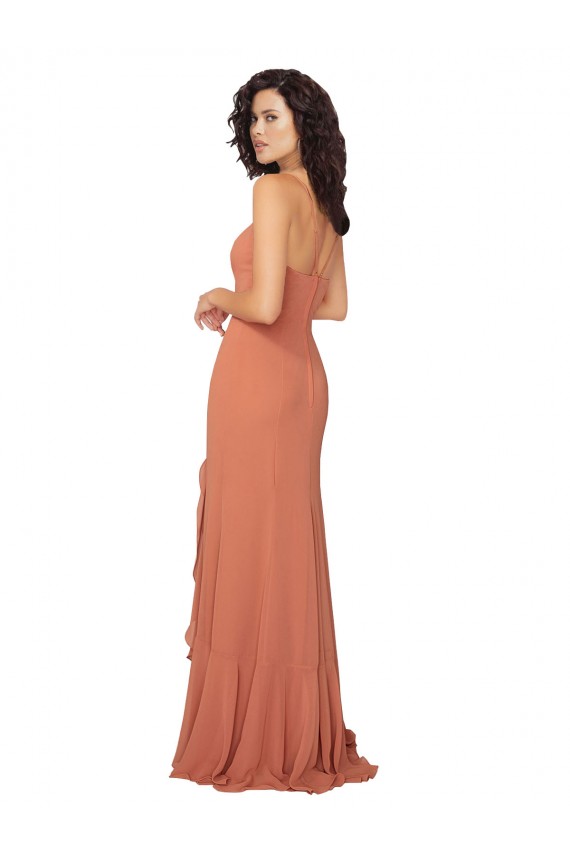 Sleeveless Rosewood V-Back A-Line Square Neck Bridesmaid Dress Mississauga