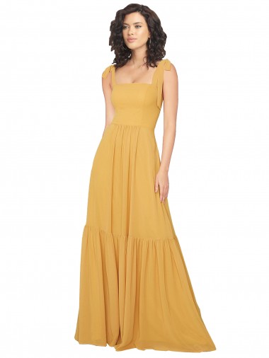 Sleeveless Saffron A-Line Square Neck Bridesmaid Dress Mississauga