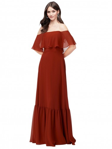 Short Flutter Sleeves Red A-Line Off the Shoulder Bridesmaid Dress Mississauga