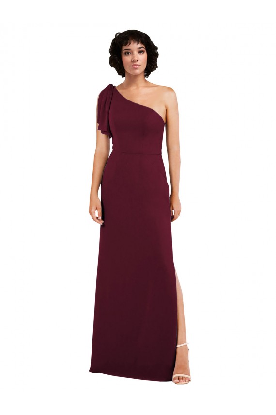 Sleeveless Burgundy A-Line One Shoulder Formal Evening Gown / Bridesmaid Dress Mississauga