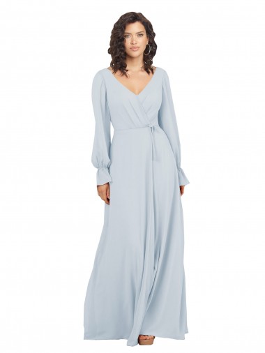 Long Sleeves Sea Glass A-Line V-Neck Formal Dress / Bridesmaid Dress Mississauga