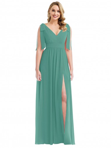 Sleeveless Icelandic Silver V-Back A-Line V-Neck Semi Formal Evening Dress / Bridesmaid Dress Mississauga