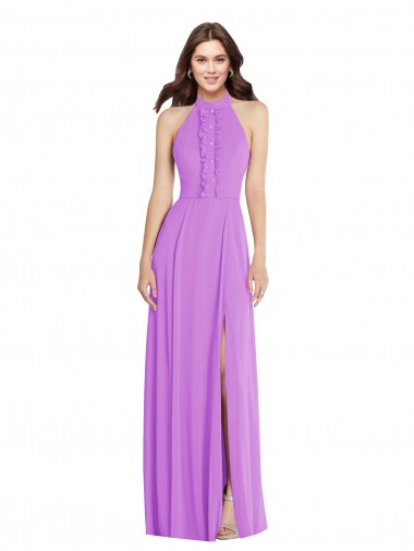 Sleeveless Violet Backless A-Line Halter Neck Formal Evening Gown / Bridesmaid Dress Mississauga