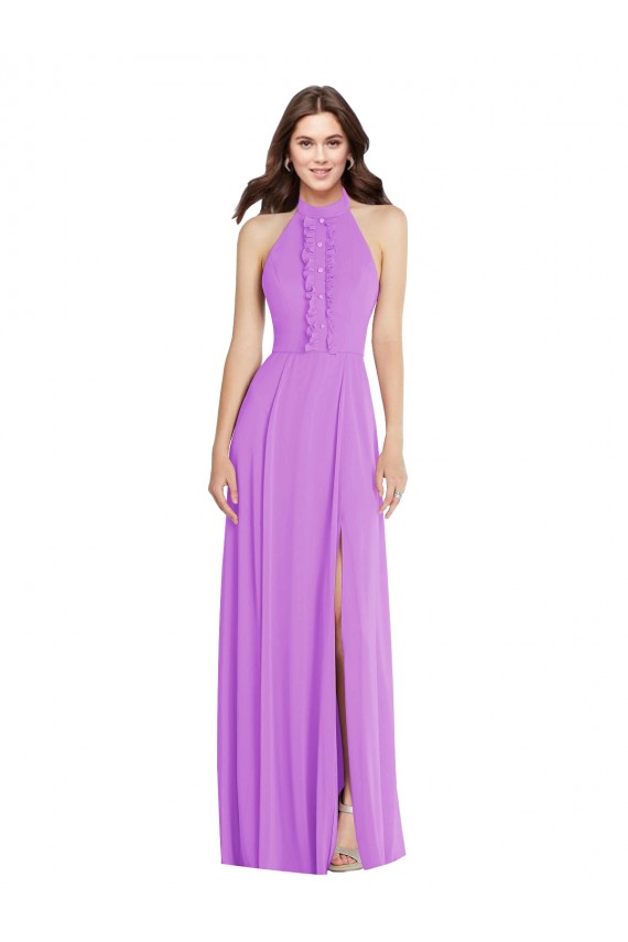 Sleeveless Violet Backless A-Line Halter Neck Formal Evening Gown / Bridesmaid Dress Mississauga