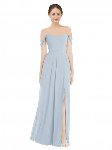 Flounce Sleeves Sea Glass A-Line Off the Shoulder Semi Formal Evening Dress / Bridesmaid Dress Mississauga